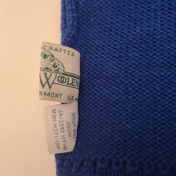 Stowe Woolens Blue Knit 100% Pure Wool Winter Beanie Hat - Picture 4 of 4